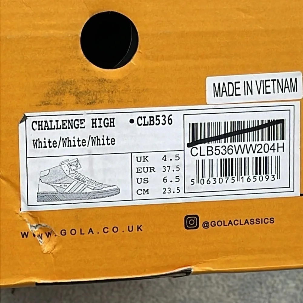 NIB Gola Challenge High Sneakers White Leather Hi Top Retro 80s Style Sz 6.5